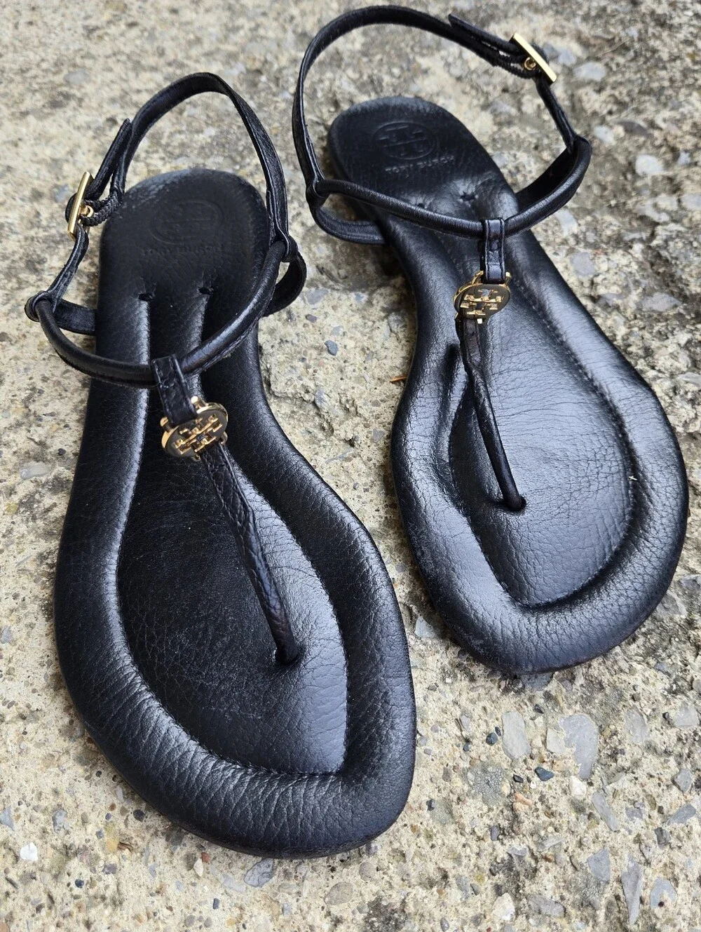 Tory Burch Emmy Thong Black Sandal Size 7.5